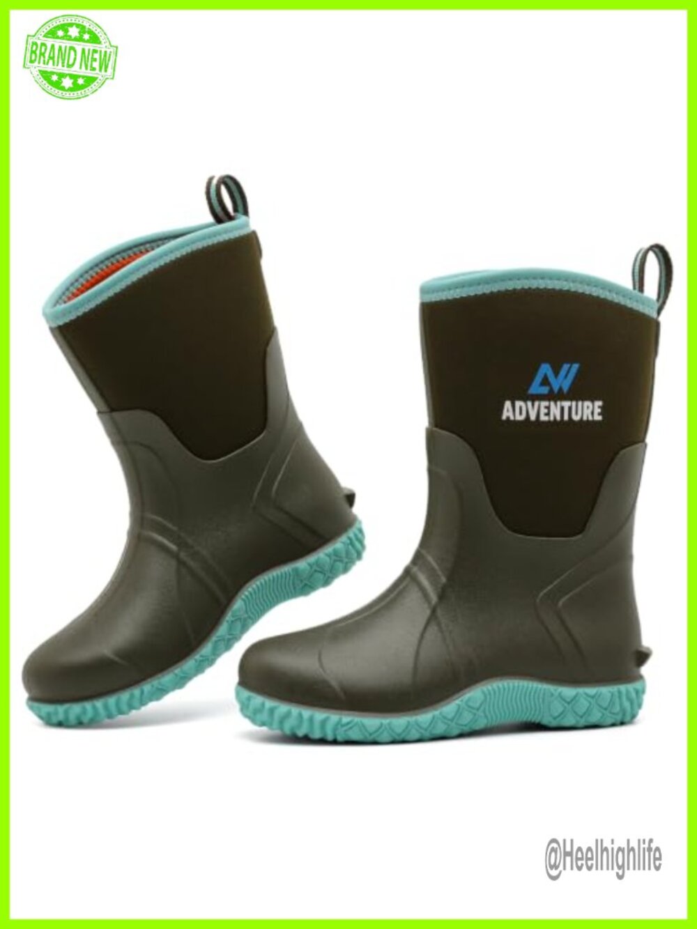 Mbqrbqia Women's Waterproof Rubber Rain Boots Mid-Calf Pull-On Garden Work